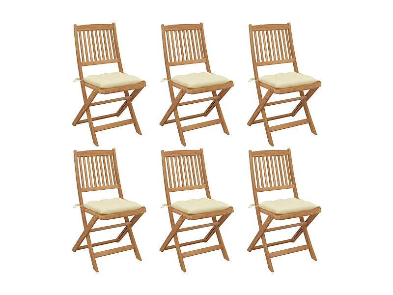 Tuinstoelen 6 st inklapbaar met kussens massief acaciahout