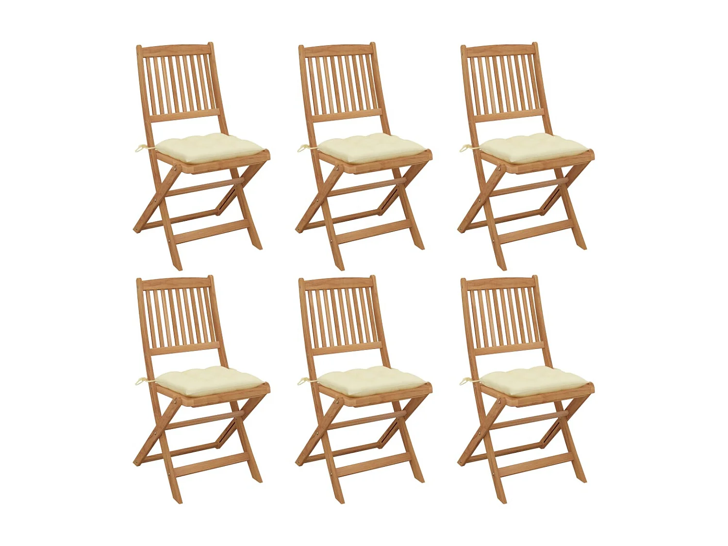 Chaises pliables de jardin lot de 6 avec coussins Bois d'acacia
