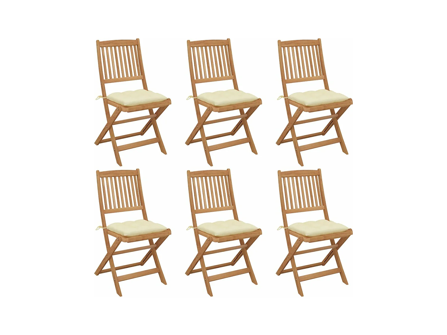 Chaises pliables de jardin lot de 6 avec coussins Bois d'acacia