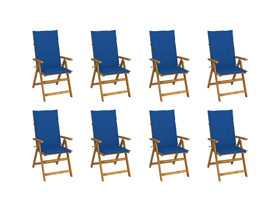 Chaises pliables de jardin avec coussins lot de 8 Bois d'acacia