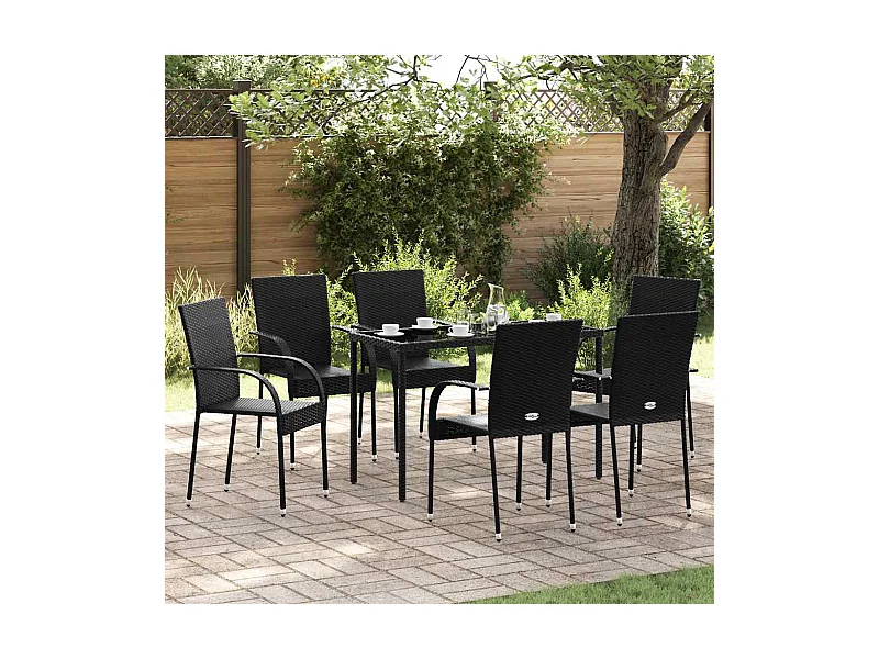 Stapelbare Gartenstühle 6 Stk. Poly Rattan Schwarz