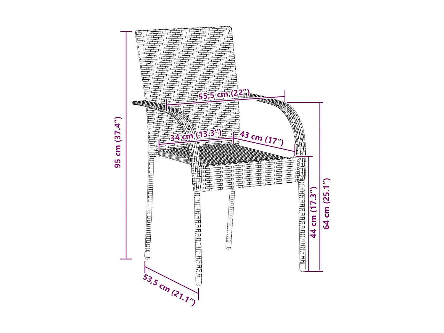 Stapelbare Gartenstühle 6 Stk. Poly Rattan Schwarz