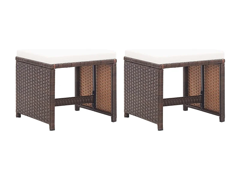 Tuinkrukken 2 st met kussens poly rattan bruin