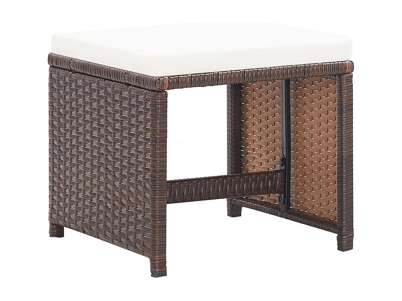 Gartenhocker 2 Stk. mit Sitzkissen Poly Rattan Braun