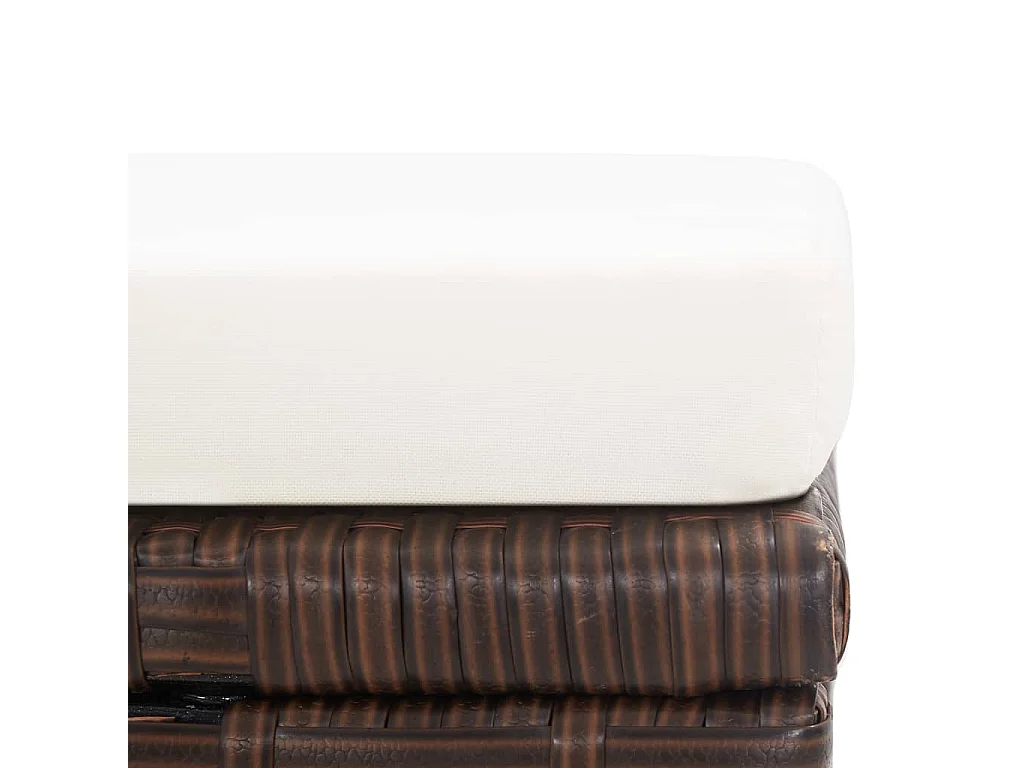 Tabourets de jardin lot de 2 et coussins Résine tressée Marron