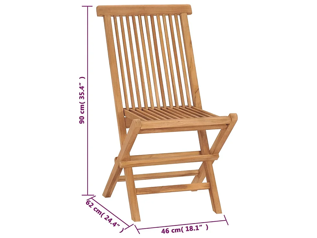 Chaises de jardin pliables lot de 4 Bois de teck massif