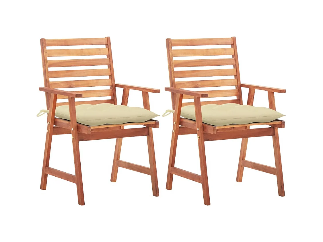 Tuinstoelen 2 st met kussens massief acaciahout