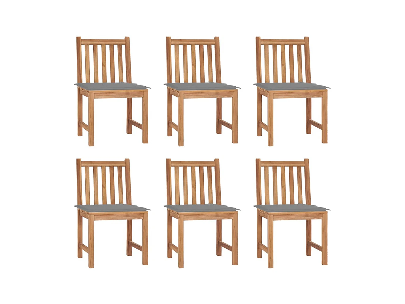 Chaises de jardin lot de 6 avec coussins Bois de teck massif
