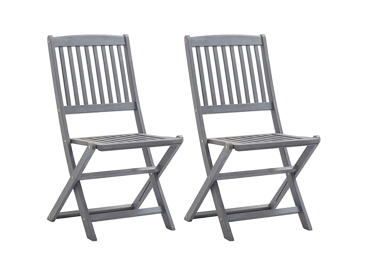 Sedie da Giardino Pieghevoli 2 pz in Legno Massello d'Acacia