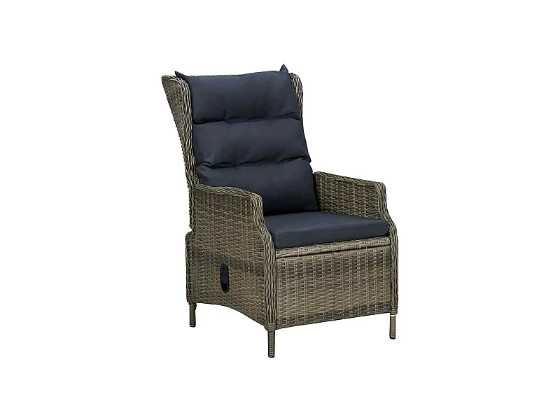 Cadeira de jardim reclinável com almofadões vime PE castanho