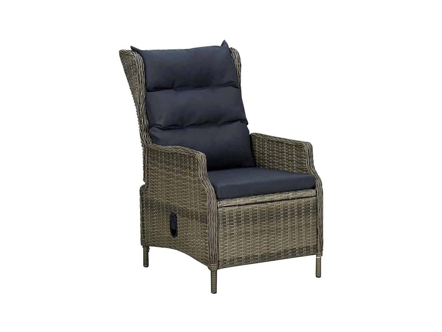 Chaise inclinable de jardin avec coussins Résine tressée Marron