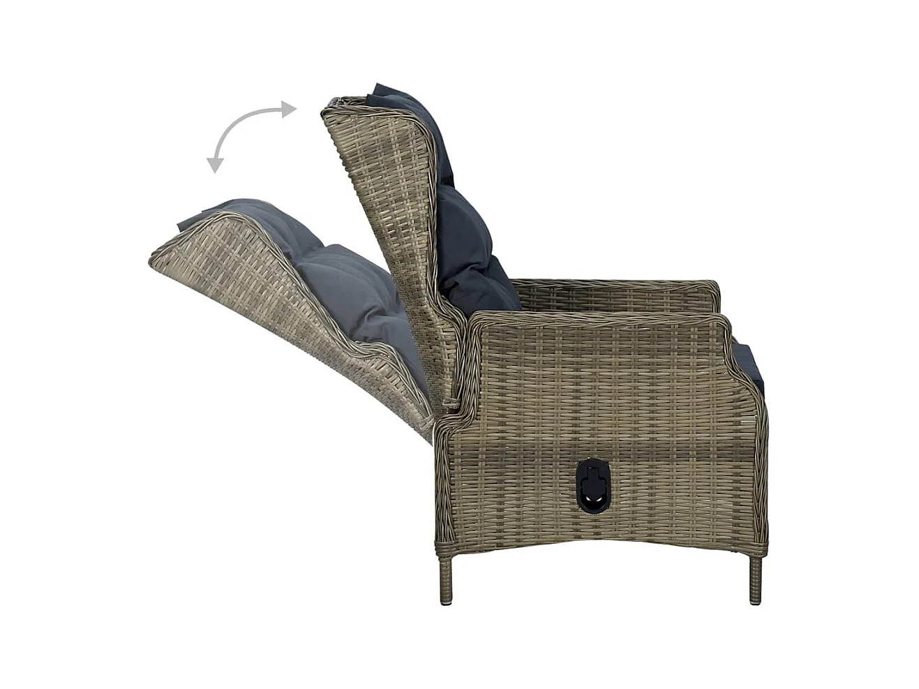 Verstellbarer Gartensessel mit Auflagen Poly Rattan Braun