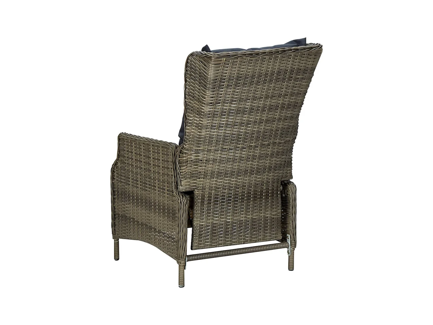 Verstellbarer Gartensessel mit Auflagen Poly Rattan Braun