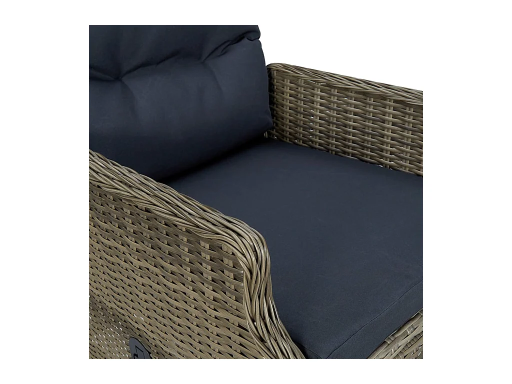 Verstellbarer Gartensessel mit Auflagen Poly Rattan Braun