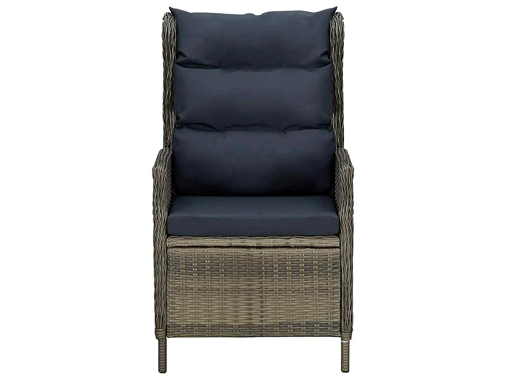 Sedia da Giardino Reclinabile con Cuscini in Polyrattan Marrone