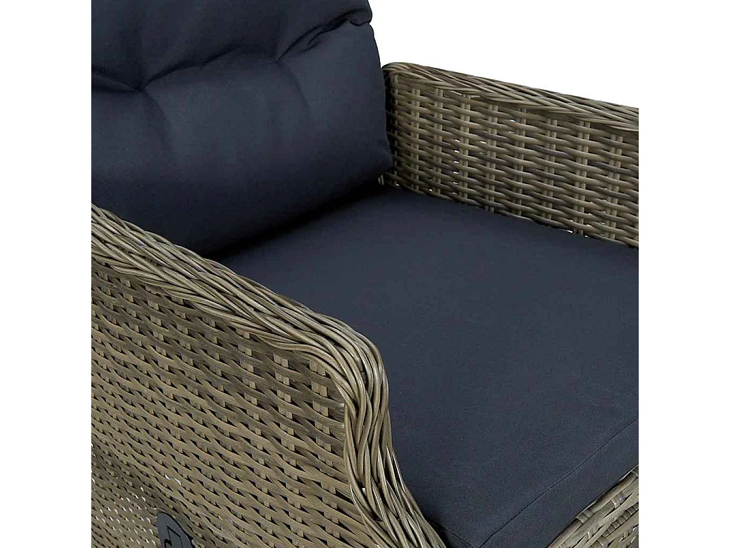 Chaise inclinable de jardin avec coussins Résine tressée Marron