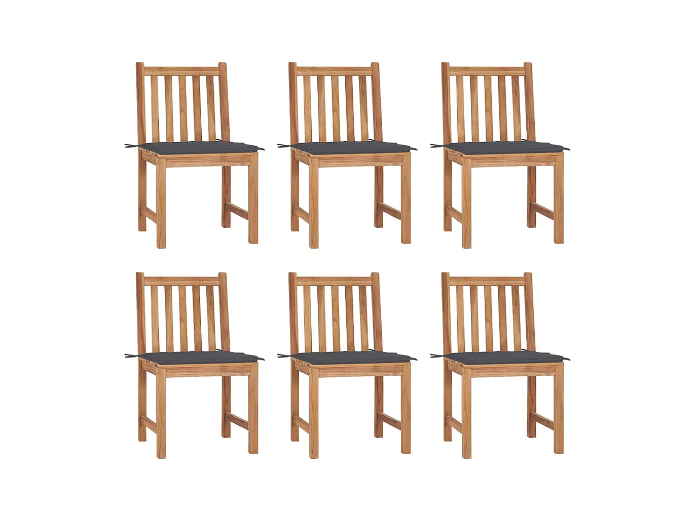 Chaises de jardin lot de 6 avec coussins Bois de teck massif