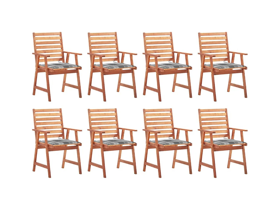 Tuinstoelen 8 st met kussens massief acaciahout
