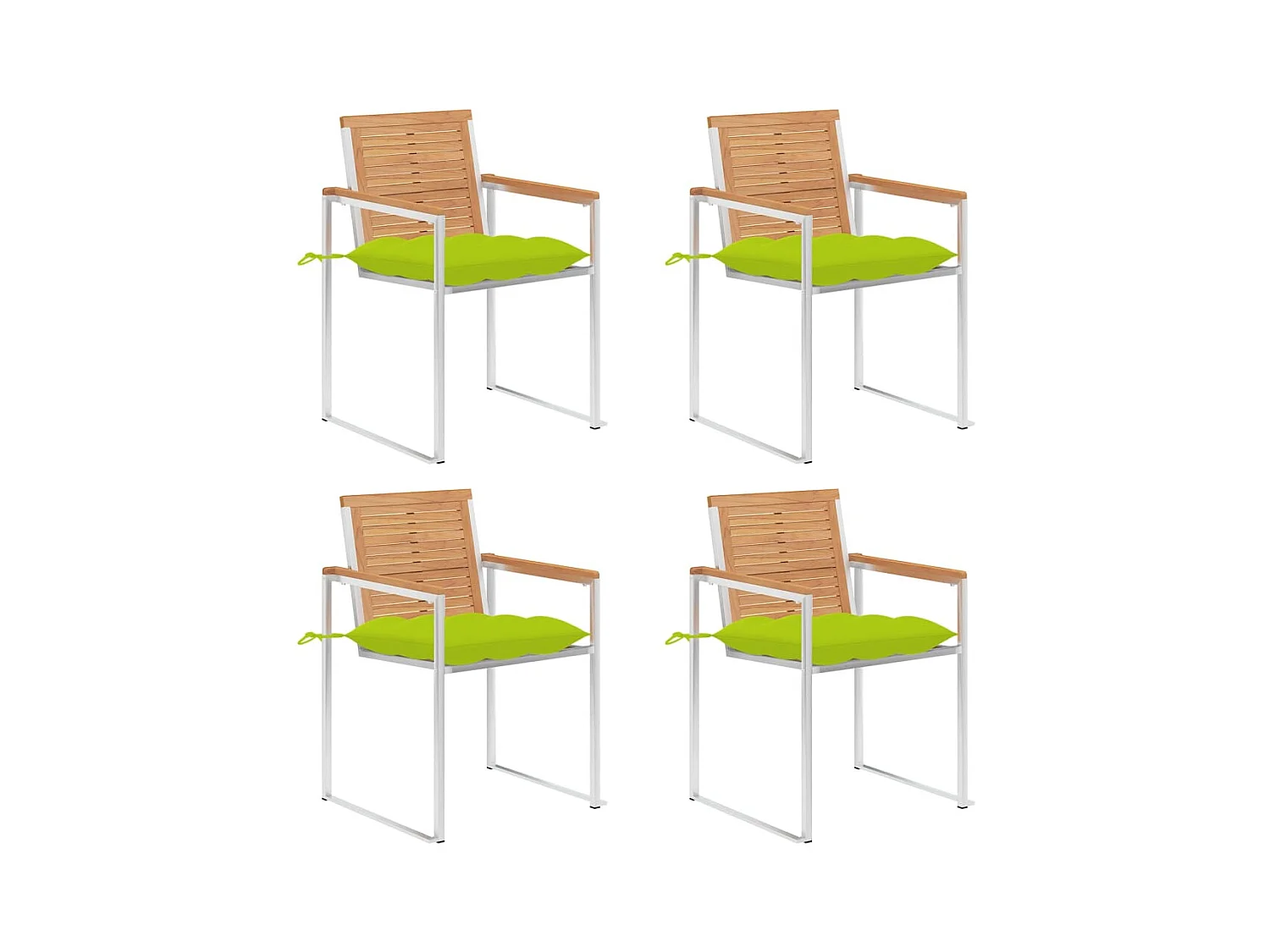 Chaises de jardin lot de 4 avec coussins Bois de teck massif