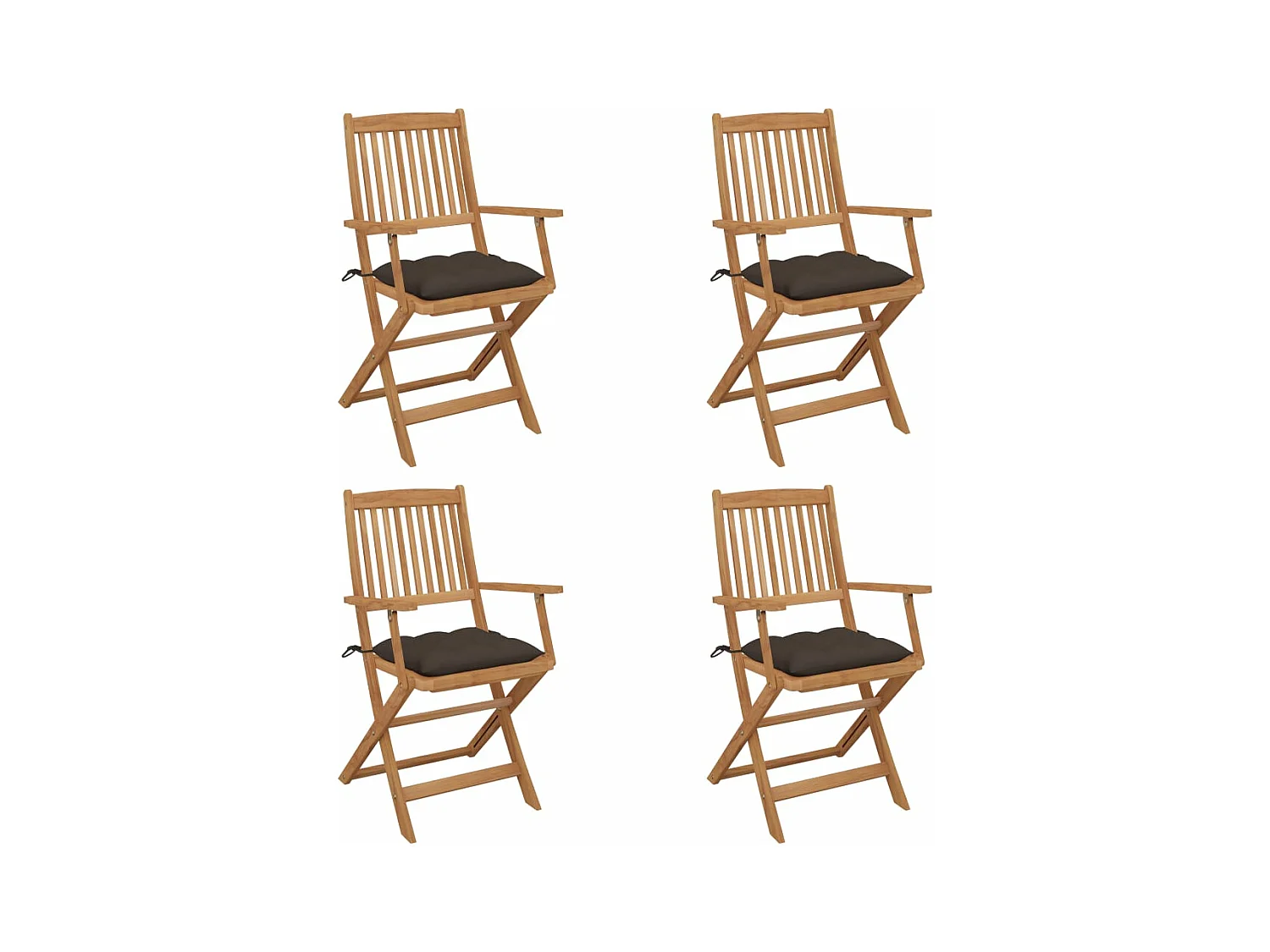 Chaises pliables de jardin lot de 4 avec coussins Bois d'acacia