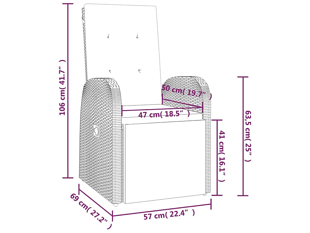 Garten-Liegestuhl mit Auflage Poly Rattan Grau