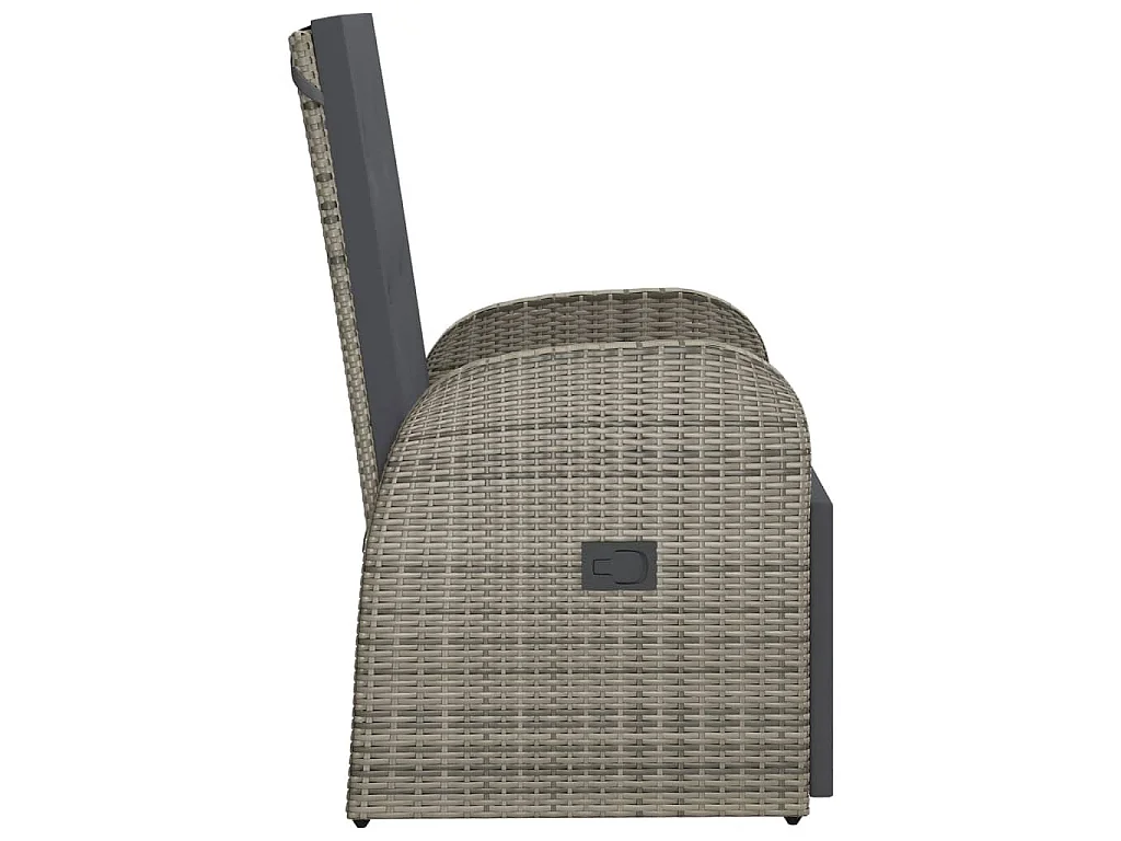 Garten-Liegestuhl mit Auflage Poly Rattan Grau