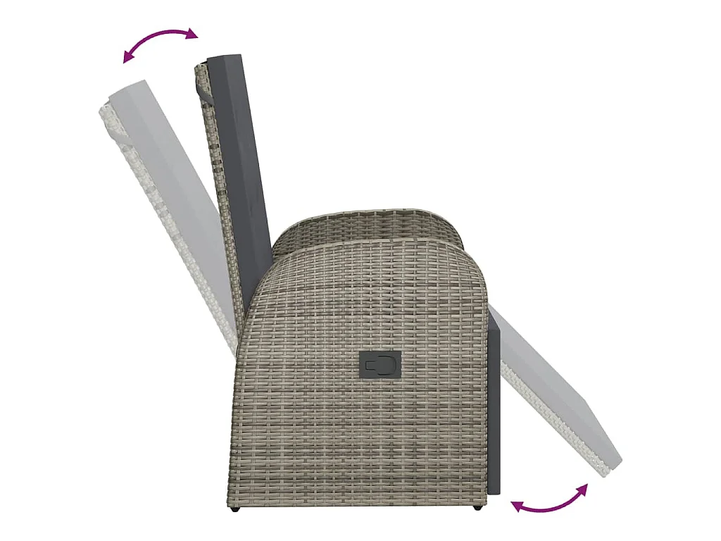 Garten-Liegestuhl mit Auflage Poly Rattan Grau