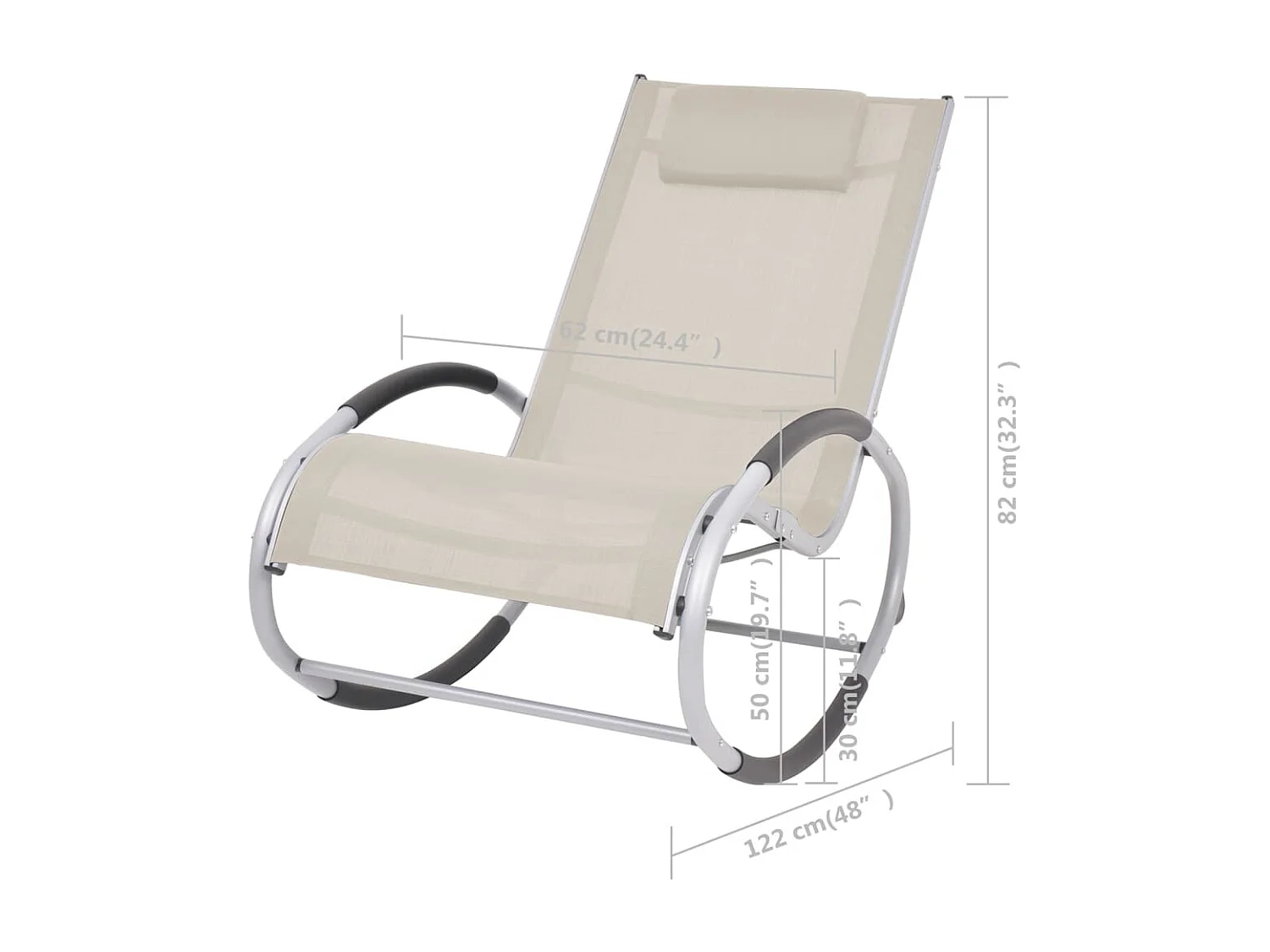 Cadeira de baloiço para jardim textilene creme