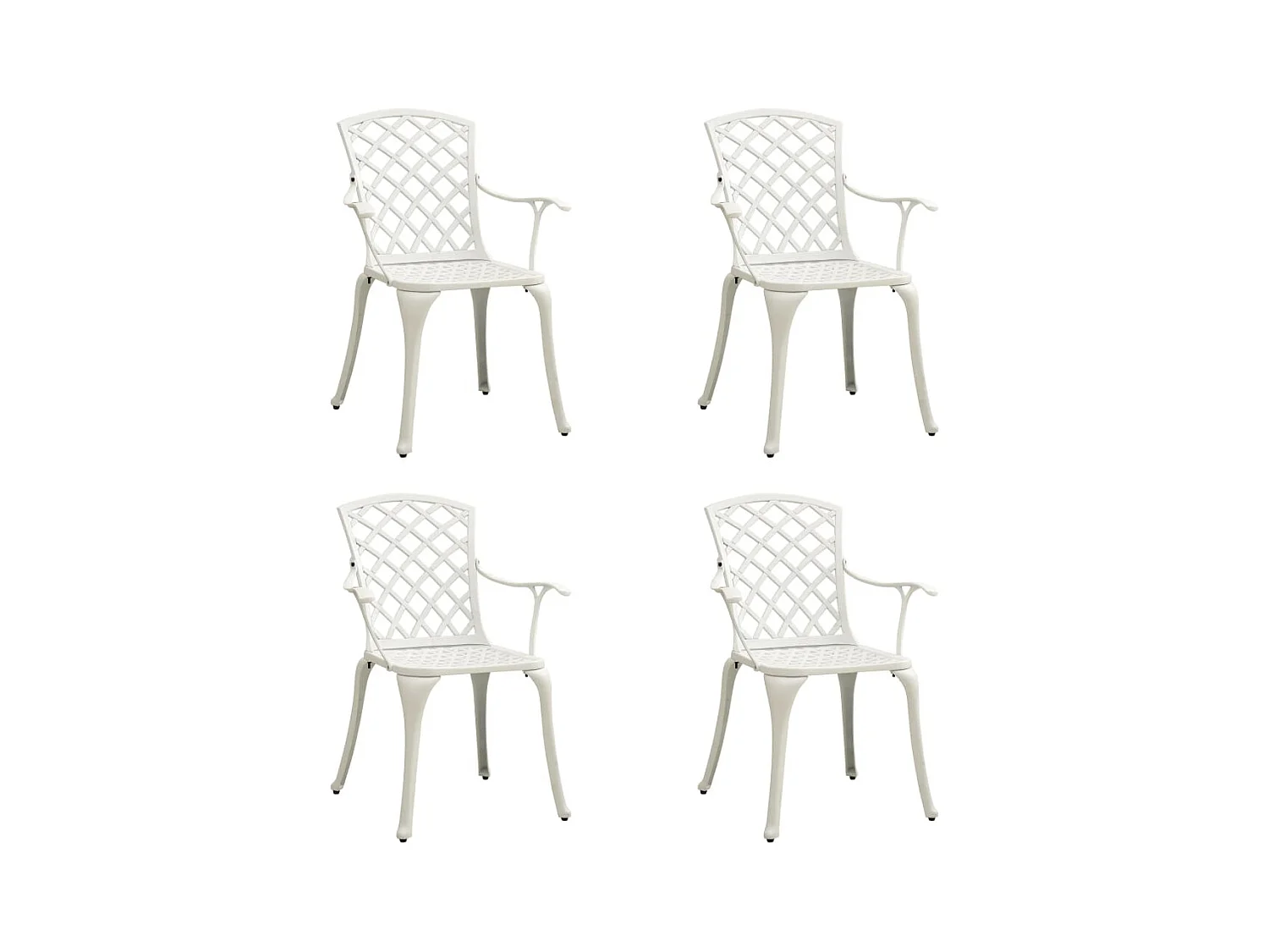 Chaises de jardin lot de 4 Aluminium coulé Blanc
