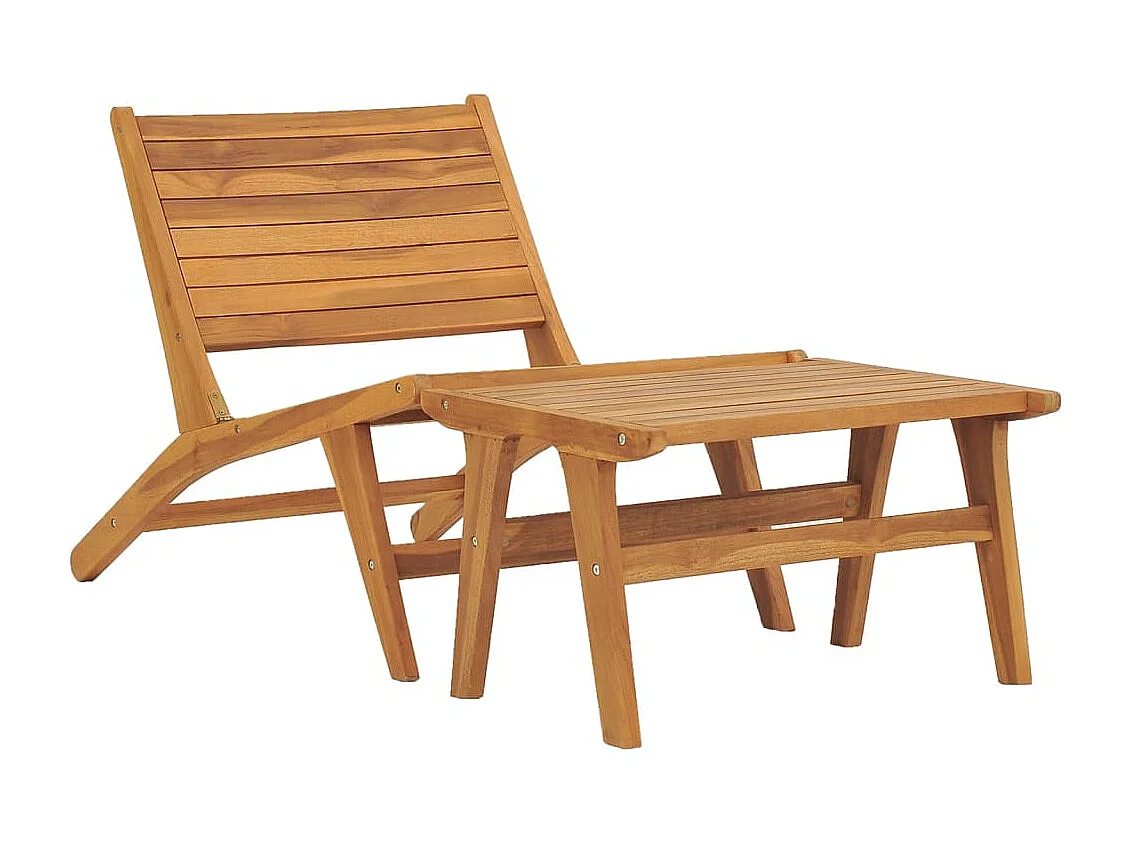 Gartenstuhl mit Fußablage Massivholz Teak