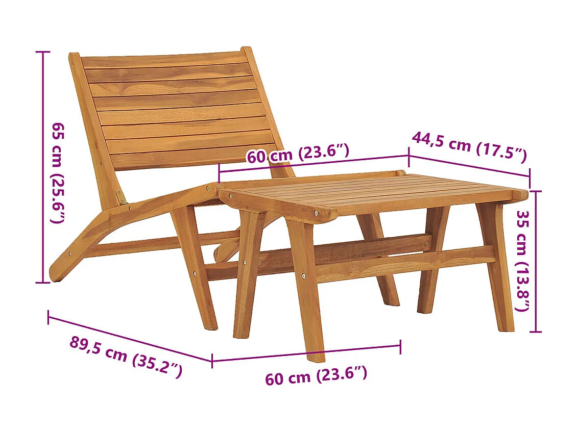 Gartenstuhl mit Fußablage Massivholz Teak