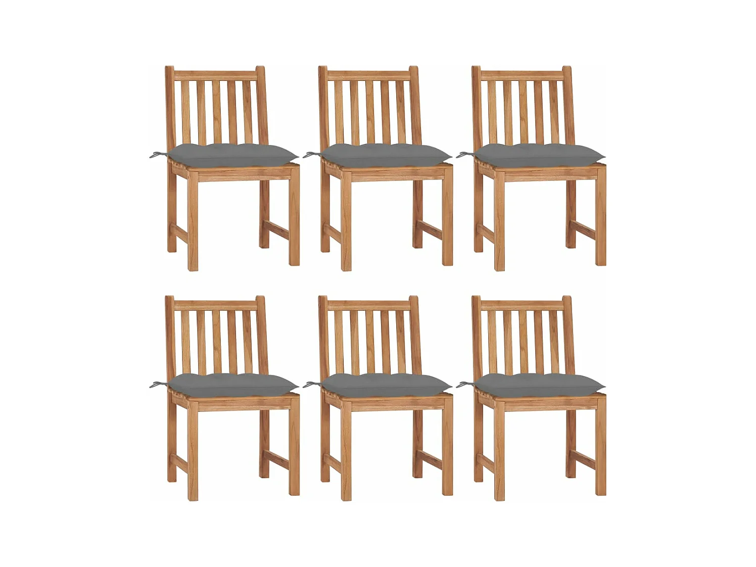 Chaises de jardin lot de 6 avec coussins Bois de teck massif