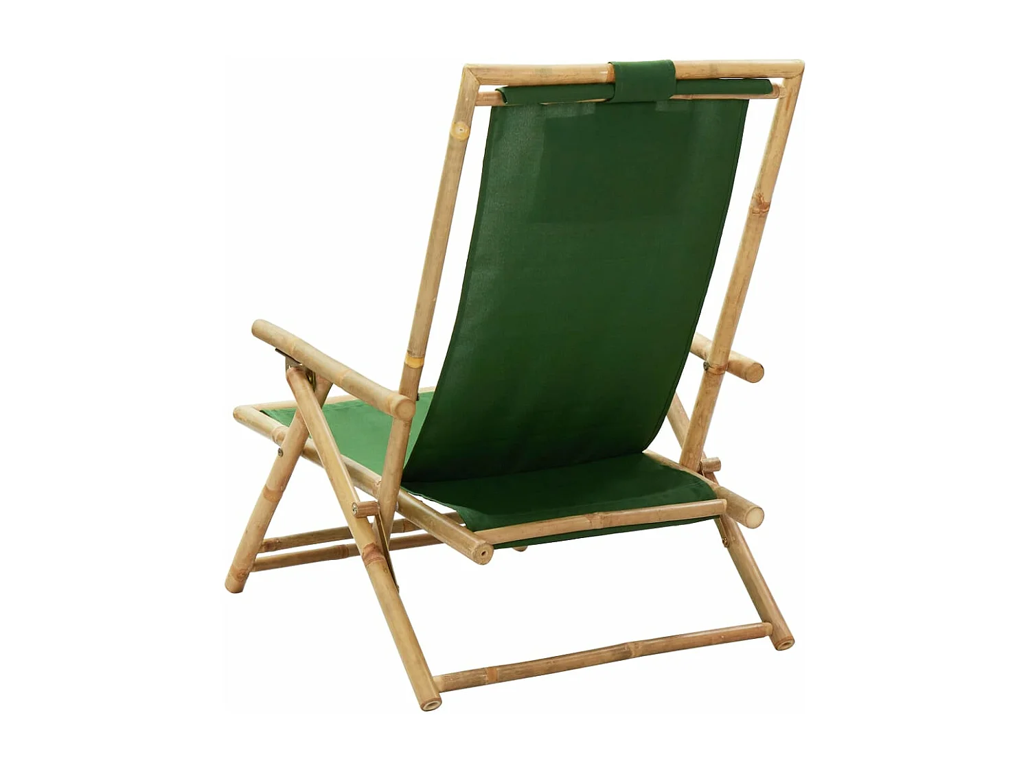 Relaxstoel verstelbaar bamboe en stof groen