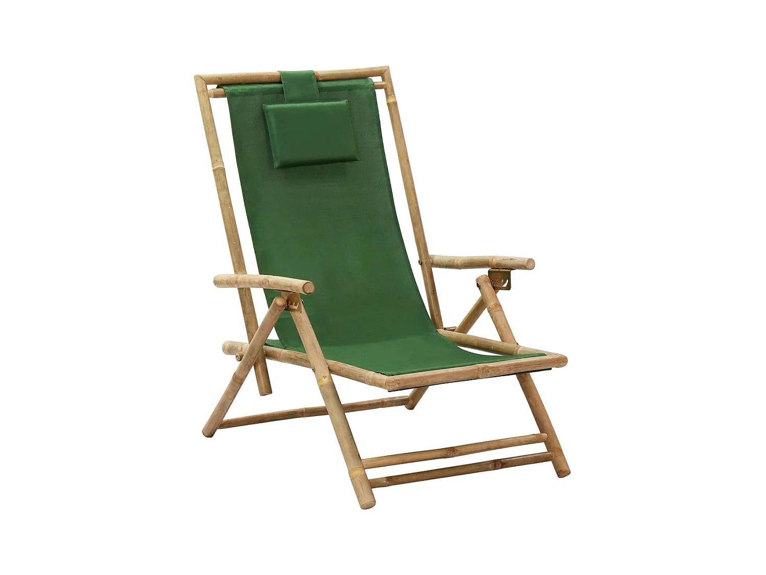 Chaise de relaxation inclinable Vert Bambou et tissu