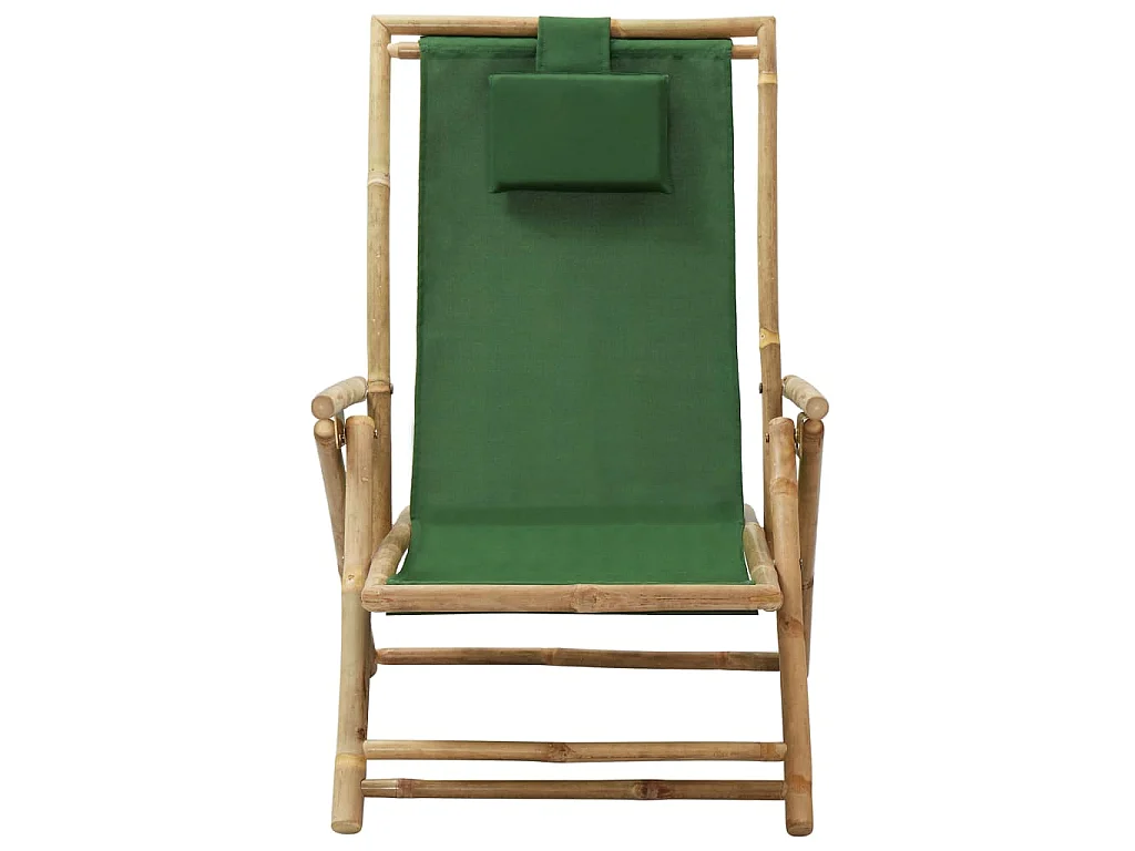 Sedia Relax Reclinabile Verde in Bambù e Tessuto