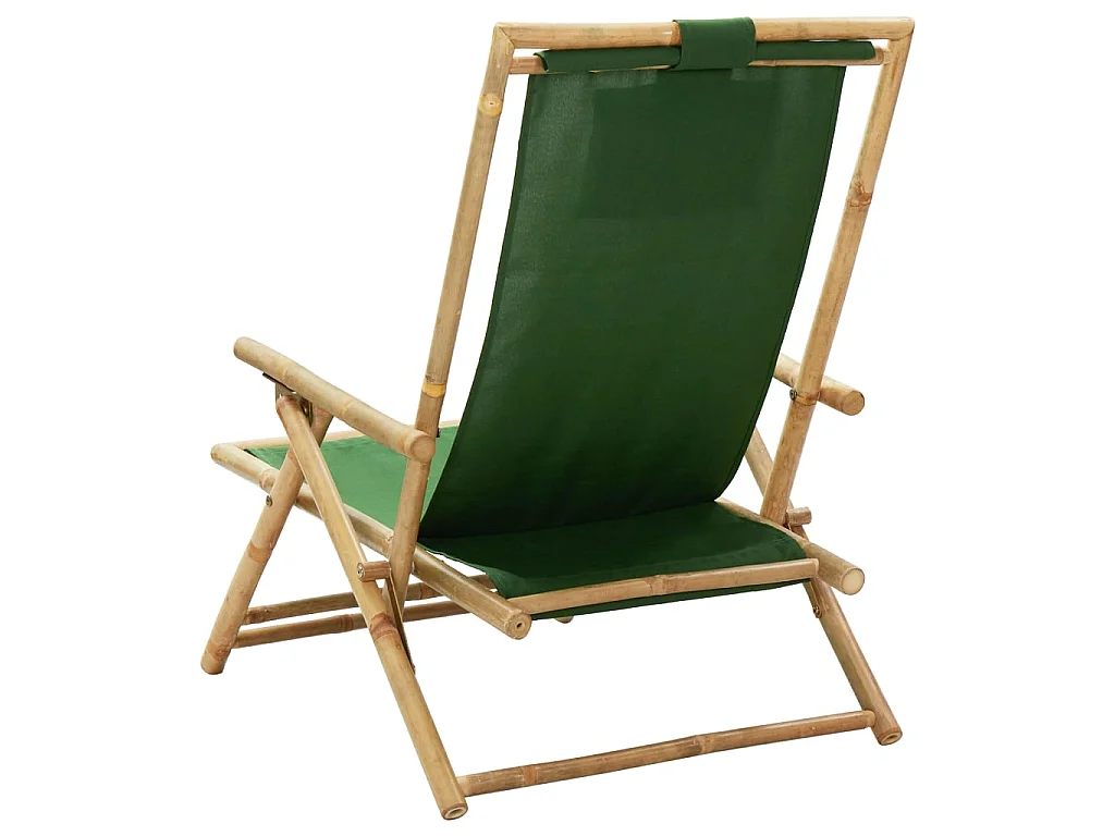 Sedia Relax Reclinabile Verde in Bambù e Tessuto