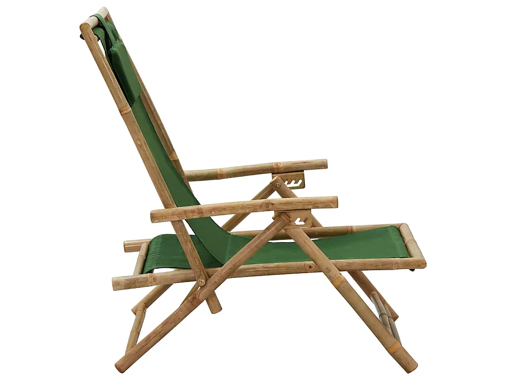 Fauteuil pliant inclinable en bambou vert et tissu