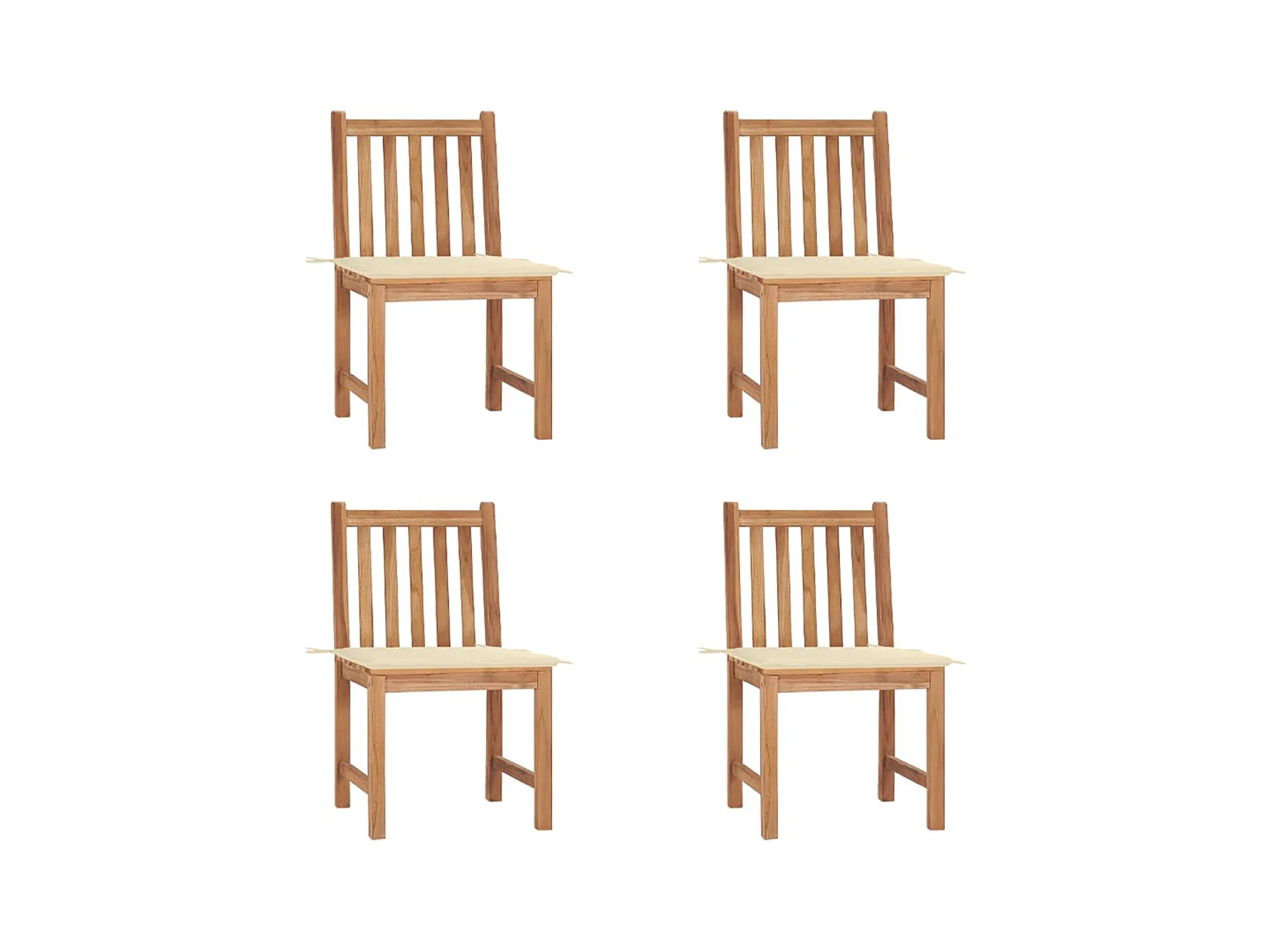 Chaises de jardin lot de 4 avec coussins Bois de teck massif