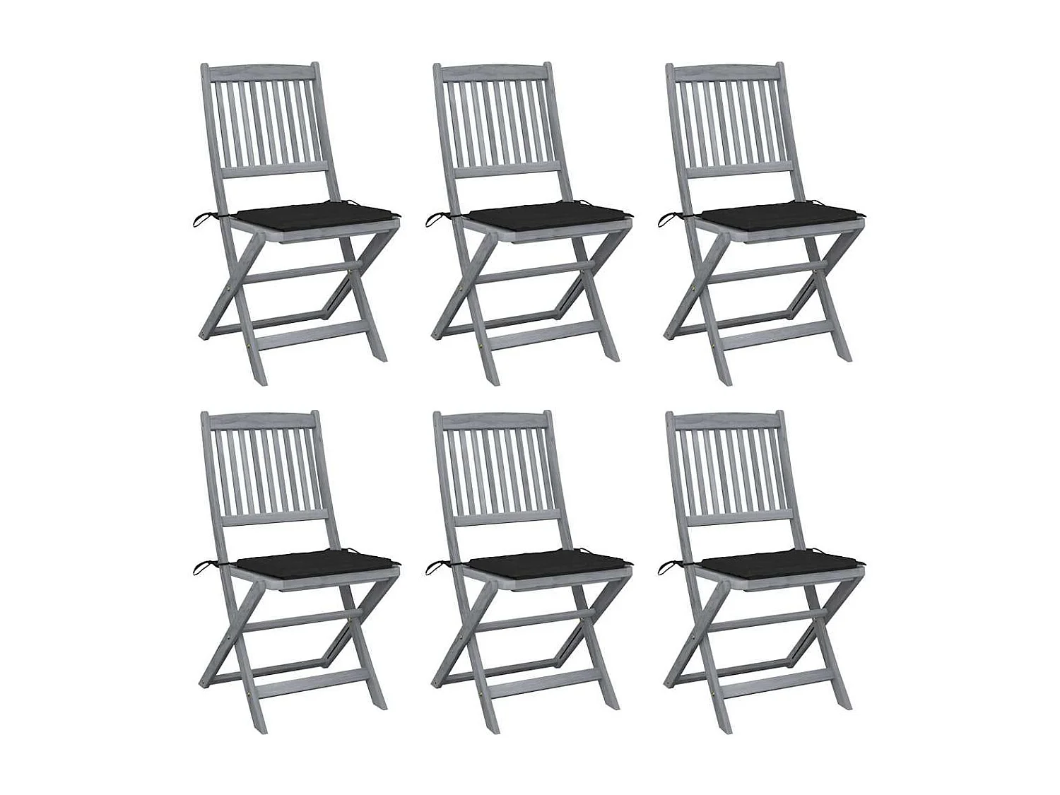 Chaises pliables d'extérieur lot de 6 et coussins Bois d'acacia