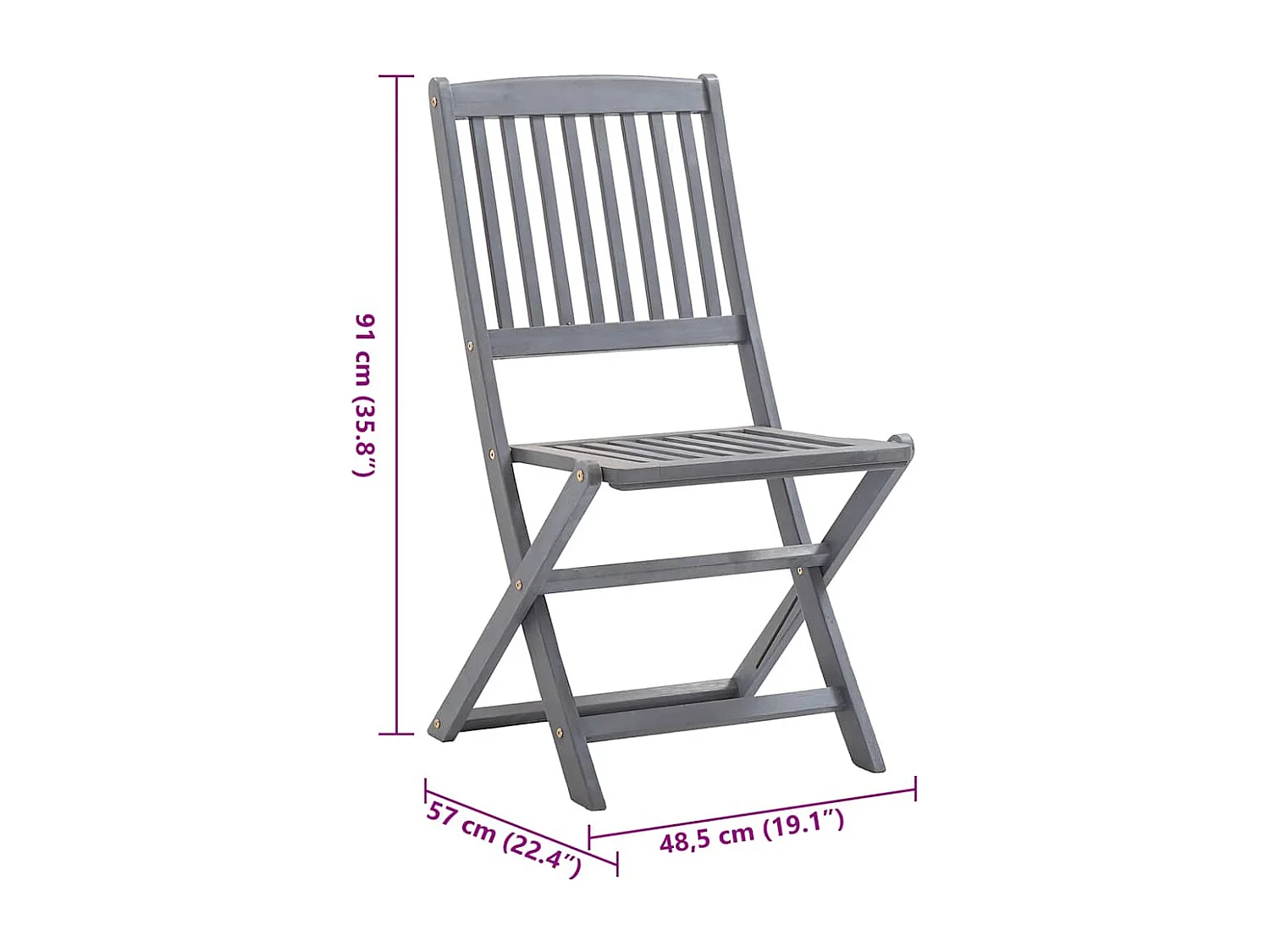 Chaises pliables d'extérieur lot de 6 et coussins Bois d'acacia