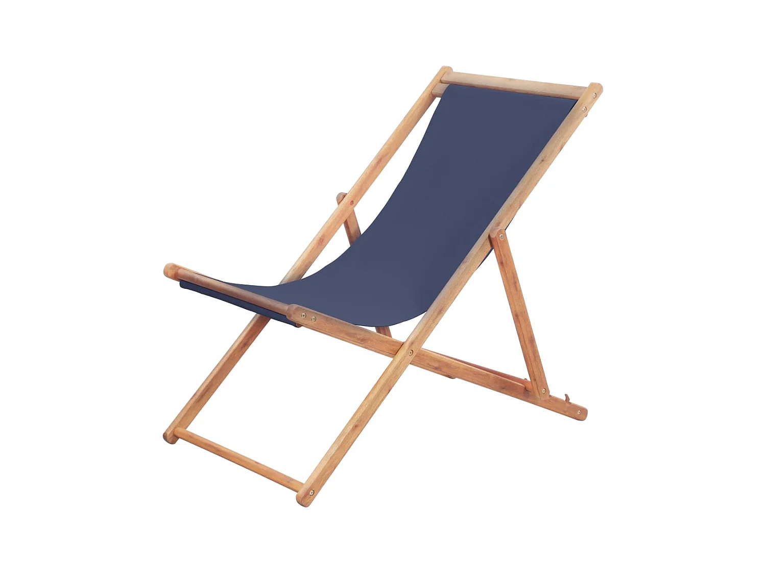 Strandstoel inklapbaar stof en houten frame blauw