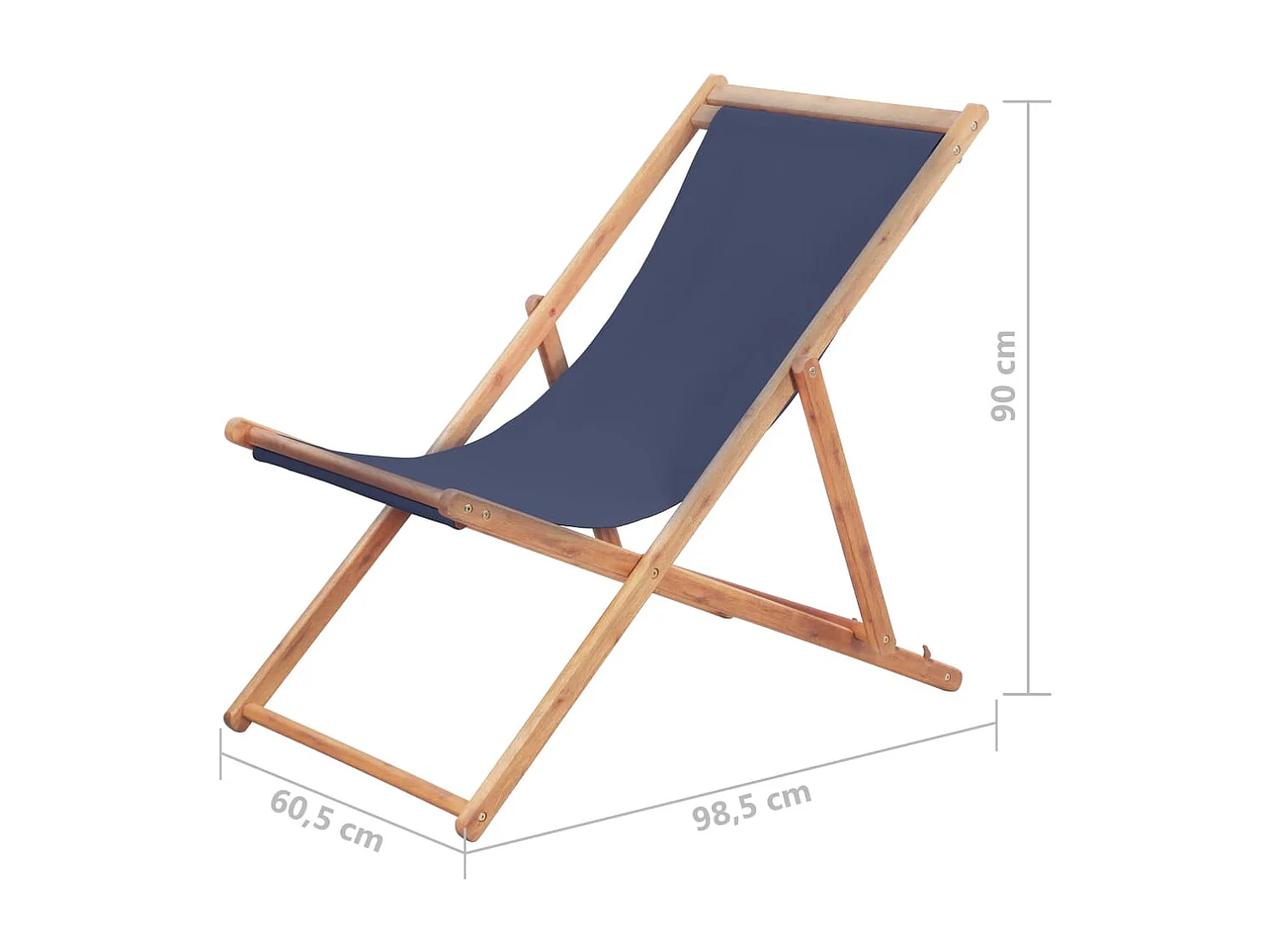 Strandstuhl Klappbar Stoff und Massivholz Blau