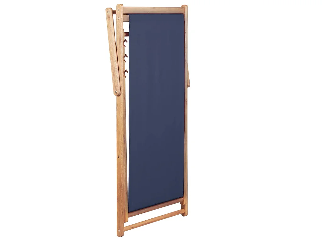 Chaise pliante en tissu et structure en bois bleue