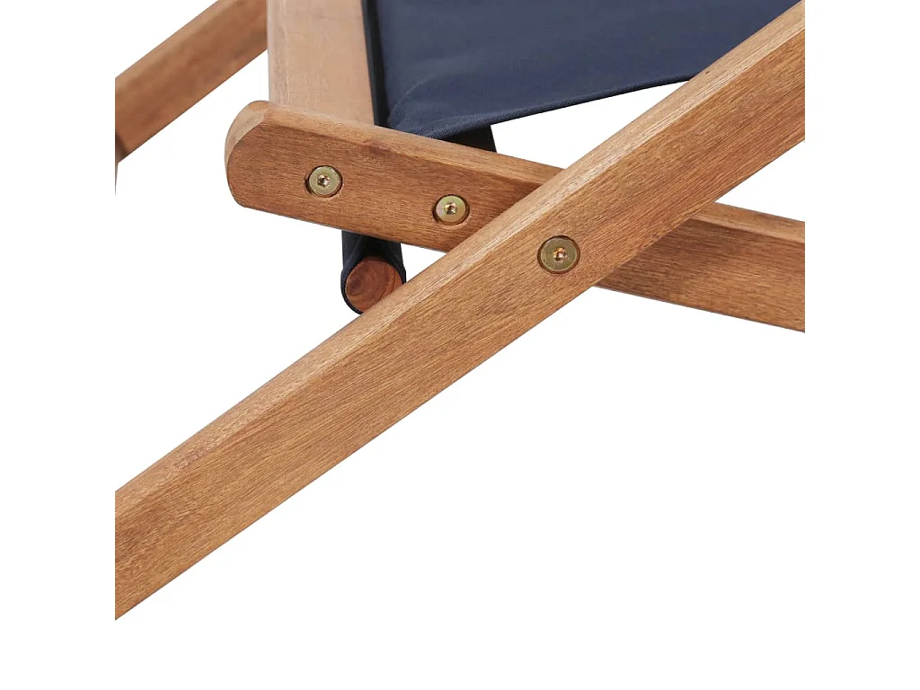 Chaise pliante en tissu et structure en bois bleue