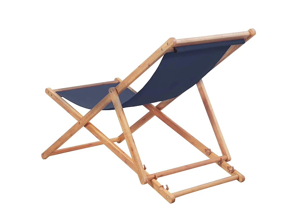 Chaise pliante en tissu et structure en bois bleue