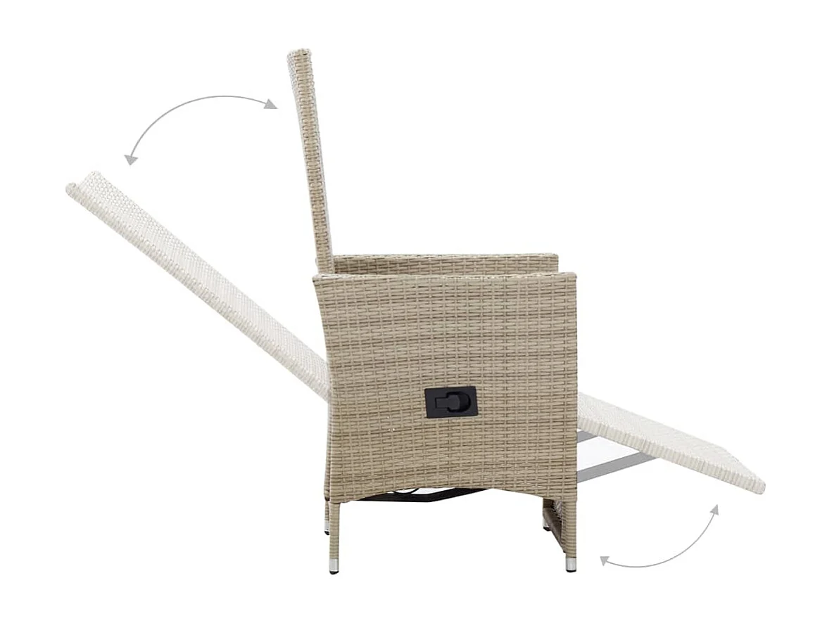 Chaises inclinables lot de 2 et coussins Résine tressée Beige