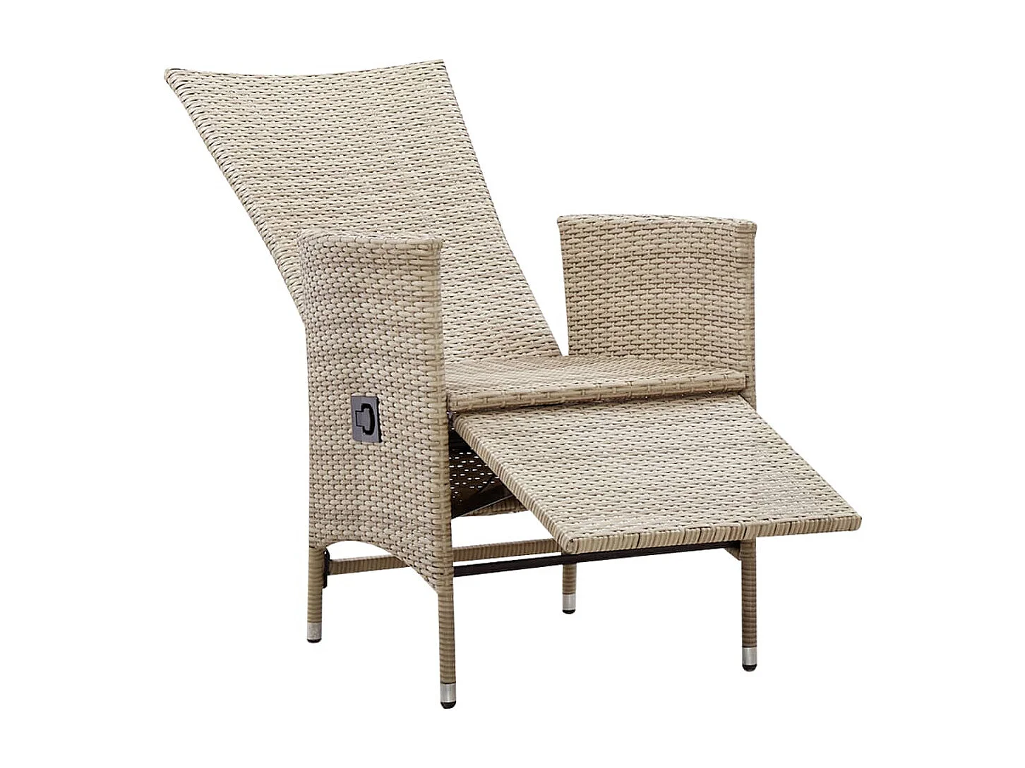Tuinstoelen 2 st verstelbaar met kussens poly rattan beige