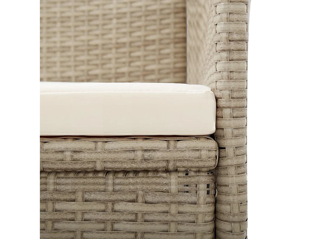 Tuinstoelen 2 st verstelbaar met kussens poly rattan beige