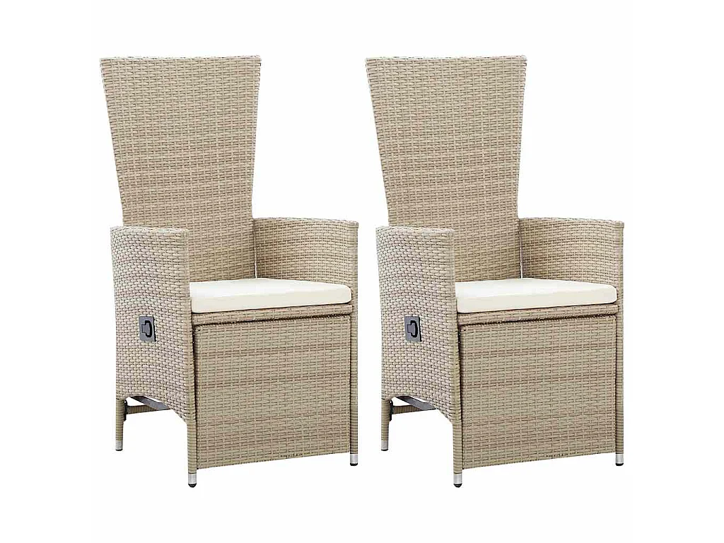 Garten-Liegestühle 2 Stk. mit Auflagen Poly Rattan Beige