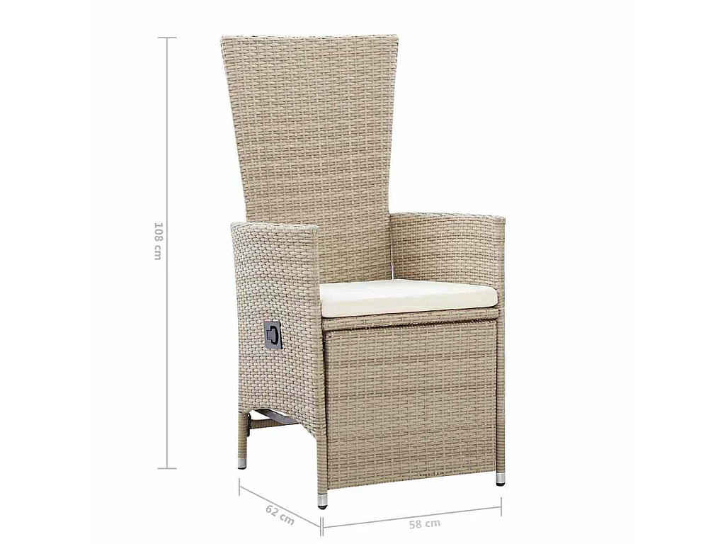 Garten-Liegestühle 2 Stk. mit Auflagen Poly Rattan Beige